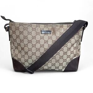 GUCCI GG Canvas Shoulder Bag Beige 114273